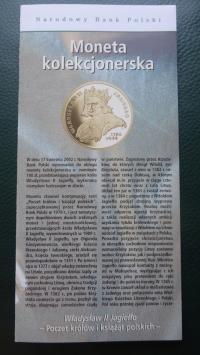 Folder 100 zł 2002,WŁADYSŁAW JAGIEŁŁO,stan I