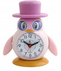 Budzik Perfect BB152 pingwin różowy alarm snooze podświetlenie wskazówkowy