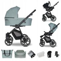 Детская коляска 3в1 EMJOT EQ 2,0 многофункциональная F. Cosmo фисташковая сумка