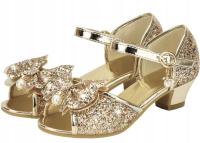 BŁYSZCZĄCE PANTOFELKI SANDAŁKI BUCIKI DLA DZIEWCZYNKI 17,5 CM ZŁOTE
