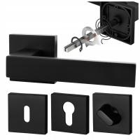 KLAMKA TENORIO CZARNA LOFT KOMPLET ROZETA GRATIS ZE WSPOMAGANIEM GAMAR