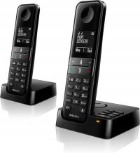 Philips D475 Duo Telefon bezprzewodowy czarny 2 słuchawki