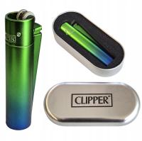 Zapalniczka gazowa Clipper Metal Peacock Box w metalowym opakowaniu