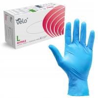 ПЕРЧАТКИ НИТРИЛОВЫЕ ПЕРЧАТКИ СИЛЬНЫЕ ПОРОШКОВЫЕ VELO NITRILE BLUE L 100ШТ