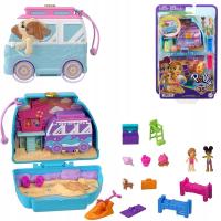 ZESTAW KOMPAKTOWY POLLY POCKET PLAŻOWY PIESEK MINIVAN plus LALKI I DODATKI