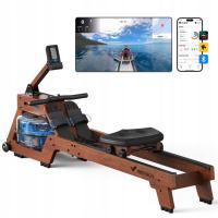 Merach Wioślarz Drewniany, 6 Poziomów Wodnego Oporu Monitor Bluetooth