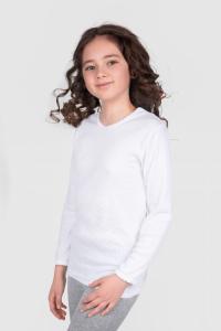 Podkoszulka dziewczęca długi rękaw - biała , prążek