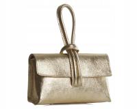 WŁOSKA SKÓRZANA KOPERTÓWKA TOREBKA WIZYTOWA SOLOME FLORA ZŁOTA WIECZOROWA