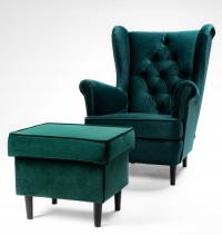 Кресло USZAK Скандинавский Стиль ГЛАМУР с подставкой для ног