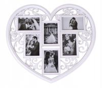 Фоторамка свадебная фоторамка белое сердце 3D MULTIRAMA 6 фотографий 10x15