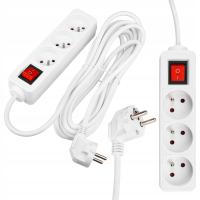 Przedłużacz listwa zasilająca 5m UZIEMIENIE 3 GNIAZD BIAŁY 3x1MM