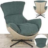 FOTEL WYPOCZYNKOWY TAPICEROWANY OBROTOWY DO SALONU Z PODUSZKĄ JASPER ZIELEŃ