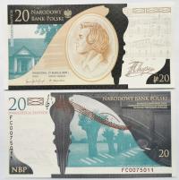 Banknot 20 zł 2010 Fryderyk Chopin