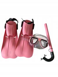 ACRA Zestaw do nurkowania 3 w 1, DLA DZIECI, RÓŻOWY, maska + płetwy + fajka