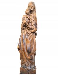 MATKA BOSKA Z DZIECIĄTKIEM, MADONNA, RZEŹBA DREWNIANA wys. 44 cm