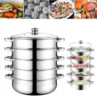 5-СЛОЙНАЯ ПАРОВАРКА СО СТЕКЛЯННОЙ КРЫШКОЙ, НЕРЖАВЕЮЩАЯ СТАЛЬ, НАБОР КАСТРЮЛЬ