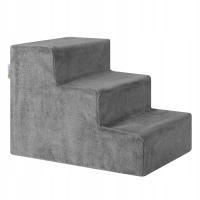 SCHODKI DLA PSA KOTA ZWIERZĄT SCHODY TIMMY 36 CM 3 STOPNIE SZARE PLUSZOWE