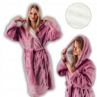 Gruby Szlafrok Sherpa Pastelowy Róż Comfy Moment Puszysty Miękki