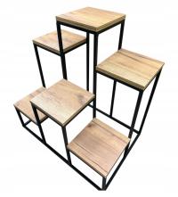 METALOWY KWIETNIK STOJAK NA ROŚLINY LOFT CZARNY / DĄB CRAFT DO DOMU I BIURA