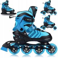 ŁYŻWOROLKI DLA DZIECI REGULOWANE 4w1 ROLKI KAUCZUKOWE KOŁA WROTKI ŁYŻWY