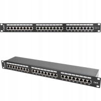 Lanberg Patch Panel 24 Port 1U Kat.6 czarny ekranowany