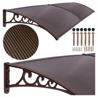 Навес над входной дверью козырек из поликарбоната коричневый большой 200x100 см