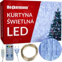 KURTYNA ŚWIETLNA LAMPKI NA DRUCIKU GIRLANDA BIAŁE ZIMNE 300 LED 3x3 METRY