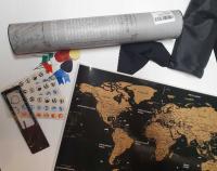 DUŻA MAPA ŚWIATA PODRÓŻNIKA ZDRAPKA FLAGI 40X30 CM