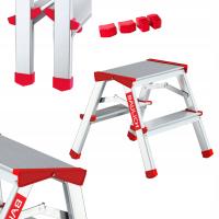 Drabina aluminiowa składana 2 stopniowa 2x2 dwustronna domowa GRATIS STOPKI