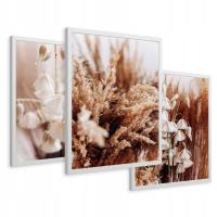 Набор картин в рамке плакаты сухая трава бохо цветы триптих 43x99