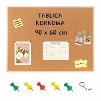 Tablica korkowa 90x60 cm mała na ścianę biurko dla dzieci + pinezki haczyki