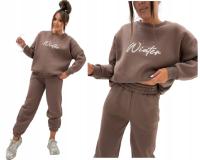 Женский спортивный костюм с подогревом, капучино, комплект, толстовка, штаны, теплая зима