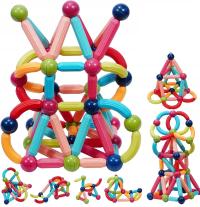 Magnetyczna Układanka Zabawka Konstrukcyjna Kolorowe Elementy Puzzle 42szt