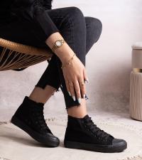 Trampki damskie czarne wysokie klasyczne 30146