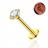 Пирсинг серьги злотый с Цирконом стали Ch. 316L Lobe Helix 1,2/8/3
