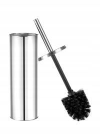 SZCZOTKA TOALETOWA WC STOJĄCA STALOWA SREBRNA antybakteryjna CHROM ZAMYKANA