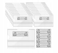 Magnetyczny IDENTYFIKATOR tabliczki PLAKIETKI 8,5x5,5cm etui z magnesem