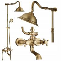Zestaw Prysznicowy Złoty Łazienkowy Natynkowy RETRO Deszczownica STARY STYL