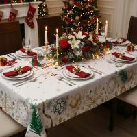 Obrus Świąteczny na Stół Boże Narodzenie Święta Biały Bombki 140x240 cm