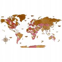 Kolorowa Mapa Świata 3d na ścianę | PINKY Sikorka 120x60cm