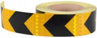 Предупреждающая лента 50 мм x 25 м светоотражающая самоклеящаяся Желтая - Черная 5 см