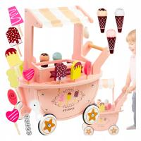 Drewniana lodziarnia dzieci zabawka wózek na kółkach prezent na Mikołajki