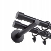 NOWOCZESNY KARNISZ PODWÓJNY SIMPLE CICHE KÓŁKA 19mm / 200cm CZARNY MAT