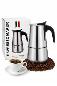 KAWIARKA WŁOSKA ZAPARZACZ DO KAWY STALOWA 450 ML 9 FILIŻANEK INDUKCJA GAZ