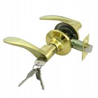 Klamka z zamkiem do drzwi wejściowych 35-45mm Złota Lewa + 3 klucze