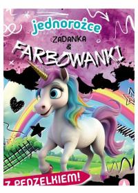 JEDNOROŻCE ZADANKA+FARBOWANKI - MALOWANKA KOLOROWANKA+ PĘDZELEK + FARBKI