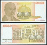 $ Jugosławia 500000 DINARA P-143a UNC 1994