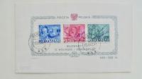 1948 Polska BOJOWNICY Fi.11 kasowany bloczek, nadruk GROSZY, gwarancje