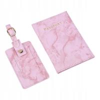 Pokrowiec podróżny i zestaw zawieszek do bagażu, różowy