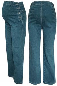 SPODNIE DAMSKIE DŁUGIE CIĄŻOWE NIEBIESKIE JEANS REGULOWANY PAS PANEL 38 M
